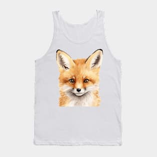 portrait of a cute fox watercolor Tank Top